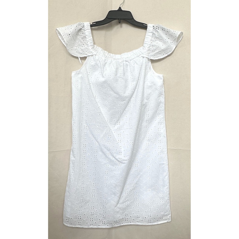 J.Crew White Coastal Cottagecore On/Off Shoulder Mini‎ Shift Dress Sz. S Resort